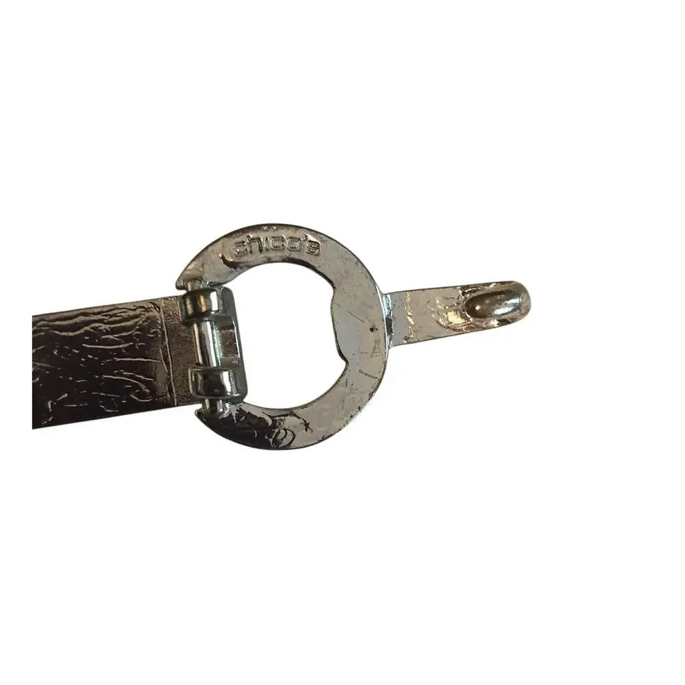 Chicos Chain Link Belt Silver Black Circles OS Hip Grunge Whimsigoth Y2K Indie